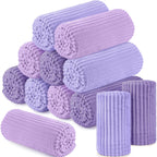 Buryeah 12 Pcs Flannel Throw Blanket Bulk 50 x 60 in Sleepover Blanket Outdoor Wedding Throw Lightweight, Oeko-tex Standard 100 Certified for Sofa Homeless Gifts (Purple Series)
