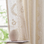 jinchan Floral Linen Curtains 84 Inch Farmhouse Back Tab 2 Panels