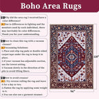SERISSA Washable Rugs 8x10 Area Rugs, Large Non-Slip Boho Living Room Rug, Ultra Soft Oriental Vintage Burgundy Navy Print Distressed Carpet for Dining Room Bedroom Dorm Office Home Decor