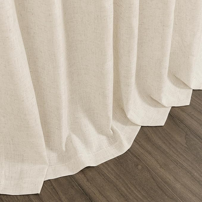 Birch Beige Linen 144 Inch Curtains for Living Room Light Filtering Semi Sheer Curtain Back Tab Modern Farmhouse Decor Elegant Coastal Drapes Floor to Ceiling High Window for Bedroom 52x144, 2 Panels