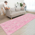 Super Soft Fluffy Living Room Area Rug 3x10 ft Tie-Dyed Light Pink Shaggy Furry Carpet Washable Non-Slip Floor Rugs Bedroom Bedside Nursery Kawaii Rug Fuzzy Girls Dorm Home Decor Aesthetic