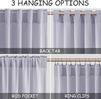 Nanspring Lavender Purple Linen Curtains 84 Inch Length 2 Panels Set for Living Room Boho Decor Light Filtering Semi Sheer Curtain Back Tab Modern Luxury Drapes for Bedroom Office 52x84