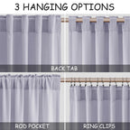 Nanspring Lavender Purple Linen Curtains 90 Inches Long for Living Room Boho Decor Light Filtering Semi Sheer Curtain Back Tab and Rod Pocket Modern Luxury Drapes for Bedroom Office 52x90, 2 Panels