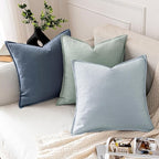 MIULEE Decorative Linen Pillow Covers 20x20 Inch Blue Ashes Boho Farmhouse Neutral Couch Throw Pillows for Bed Pack of 2 Accent Modern Pillowcase Sofa Livingroom Home Decor