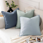 MIULEE Decorative Linen Euro Sham Pillow Covers 26x26 Inch Blue Ashes