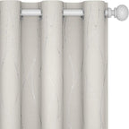 Deconovo Beige Blackout Curtains, Room Darkening Curtain, Thermal Insulated Soundproof Drapes, Silver Wave Dots Print, 38 x 84 Inch, Machine Washable Window Panels for Living Room Bedroom, Set of 2