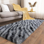 Soft Runner Rugs for Bedroom Hallways, 2x6 Black and White Fluffy Shag Throw Area Rug Non Slip for Bedside Dorm, Long Shaggy Furry Carpet for Nursery Living Room