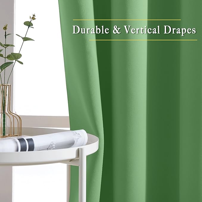 NICETOWN Blackout 102 inch Curtains for Living Room, Grommet Thermal Insulated Room Darkening Curtains for Bedroom/Living Room, 2 Panels, W52 x L102, Forest Green