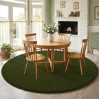 Amearea Olive Green Round Area Rugs 4ft Washable Circle Rugs for Bedroom Living Room, Fluffy Indoor Thickened Memory Foam Rug, Non Slip Minimalist Circular Carpet for Kids Boy Girl Dorm Nursery Room