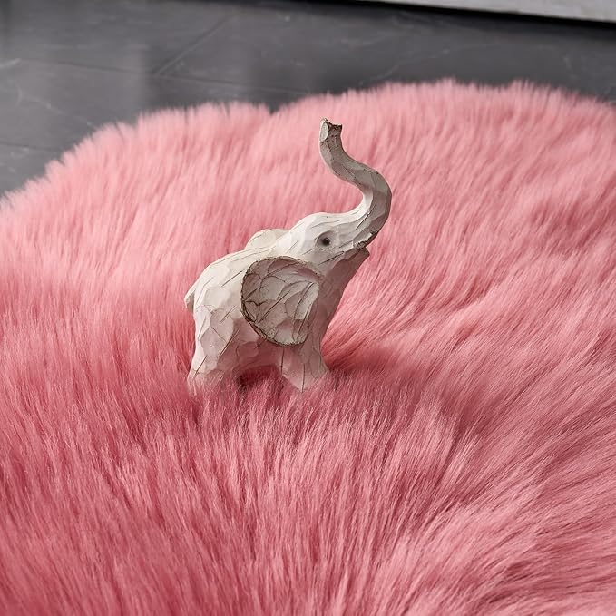 EasyJoy Ultra Soft Fluffy Rugs Faux Fur Rug Chair Cover Seat Pad Fuzzy Area Rug (2x6 ft Rectangle, BlushPink)