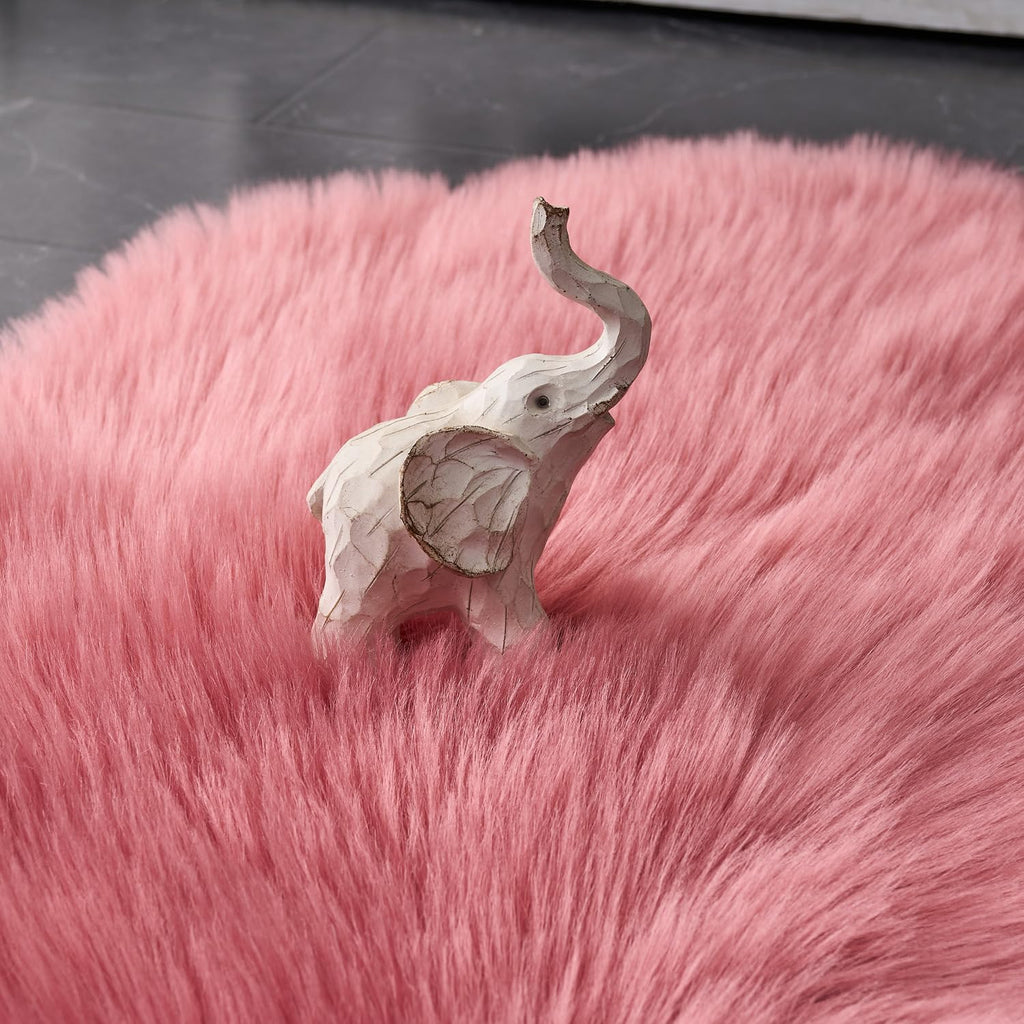 EasyJoy Ultra Soft Fluffy Shaggy Area Rug Faux Fur Rug Chair Cover Seat Pad Fuzzy Area Rug for Bedroom Floor Sofa Living Room (2 x 3 ft Sheepskin, BlushPink)