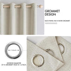 MIULEE 100% Blackout Linen Curtains for Bedroom 52x120 Inches Cream