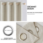 MIULEE 100% Blackout Linen Curtains for Bedroom 52x84 Inches Cream
