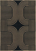 Lahome Enfys Modern Geometric Outdoor Easy Jute Rug, 5x7 Patio Living Room Rug Large Black Carpet for Bedroom, Farmhouse Washable Indoor Outdoor Carpet for Dining Room Backyard Deck