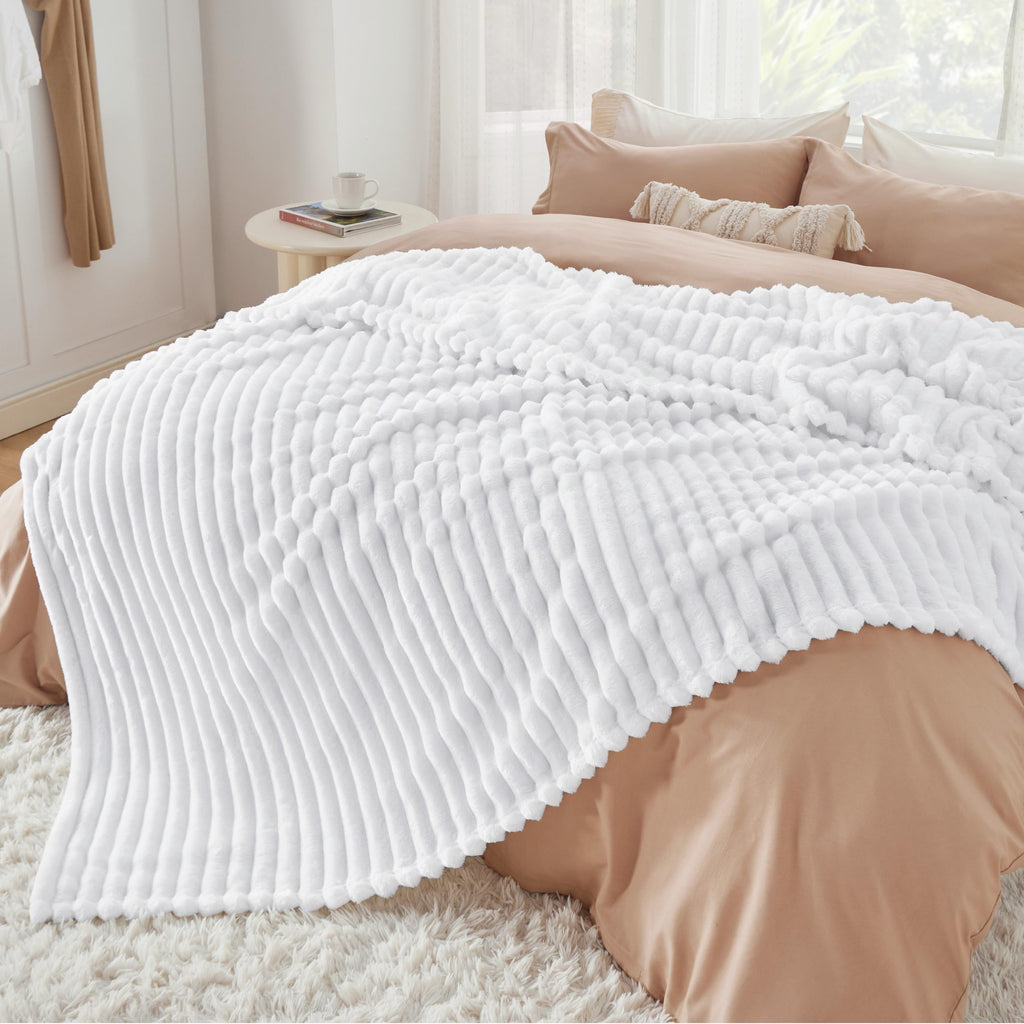 Bedsure Soft Cal King Size Blanket for Bed Bright White 102"x96"