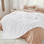 Bedsure Soft Cal King Size Blanket for Bed Bright White 102"x96"
