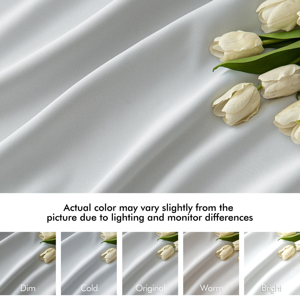 MIULEE Greyish White Back Tab Blackout Curtains 52x102 Inch Long 2 Panels