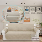 Reversible Oversized Sofa Covers Couch Cover Furniture Protector for Dogs Elastic Straps Water Resistant(XLSofa,Sand/Beige)
