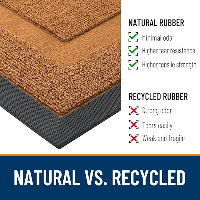 OLANLY Front Door Mat Indoor Outdoor Entrance, Waterproof All-Season, All-Weather Doormat, Sturdy Natural Rubber, Low Profile, Easy Clean Patio Porch Entryway Mat, 29.5x17, Tangerine Orange