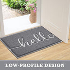 CozyBounty Door Mat Hello Mats Outdoor Indoor Non-Slip Doormat for Entryway Low-Profile Floor Mat for Yard, Garage, High Traffic Areas (36"x24", Grey)