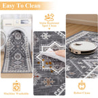 HEBE Boho Kitchen Rugs Set of 3, Non Slip Washable Kitchen Mats for Floor