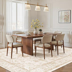 Madane Washable 6x9 Area Rugs for Living Room, Vintage Natural Rug with Non-Slip Backing, Soft Stain Resistant Throw Rugs Thin Carpet for Bedroom Dining Room Farmhouse (6 x 9, Wood/Ivory)