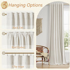 Guken 102 Inches Extra Long Boho 100% Blackout Linen Curtains 2 Panels Set for Living Room Bedroom Back Tab Thermal Insulated Black Out High End Drapes Room Darkening Window Curtain