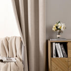 MIULEE 100% Blackout Linen Curtains for Bedroom 52x100 Inches Natural Beige
