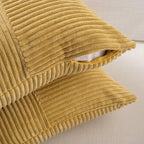 Fancy Homi 2 Packs Mustard Yellow Lumbar Decorative Throw Pillow Covers 20x28 Inch for Living Room Couch Bed, Rustic Farmhouse Boho Home Decor, Soft Striped Corduroy Rectangle Accent Cushion Case