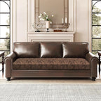 Leather Look Couch Cushion Covers Sofa Seat Slipcovers Sets Couches Furniture Protector for Sectional Armchair Loveseat Pets Kids Stretch Spandex Fabric (1 Cushion Sofa, Dark Brown)