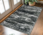 KOZYFLY Modern Abstract 3x5 Large Entryway Rug Non-Slip Washable Area Rug, Black Grey Throw Rugs Indoor Mat for High-Traffic Door Entrance, Kitchen, Laundry, Nursery, Bedroom, Living Room