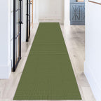 KOZYFLY Long Runners for Hallways 3x12 ft Washable Kitchen Runner Non Slip Rubber Backed Hallway Rugs Cotton Entryway Runner Rug Floor Carpet for Indoor Hall, Kitchen, Olive Green/Earthy Green