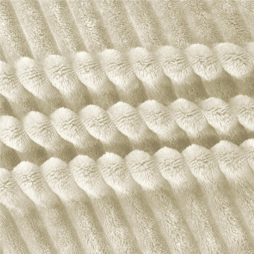 BEDELITE 3D Ribbed Jacquard Beige Blankets Queen Size for Bed, 90x90 Inch