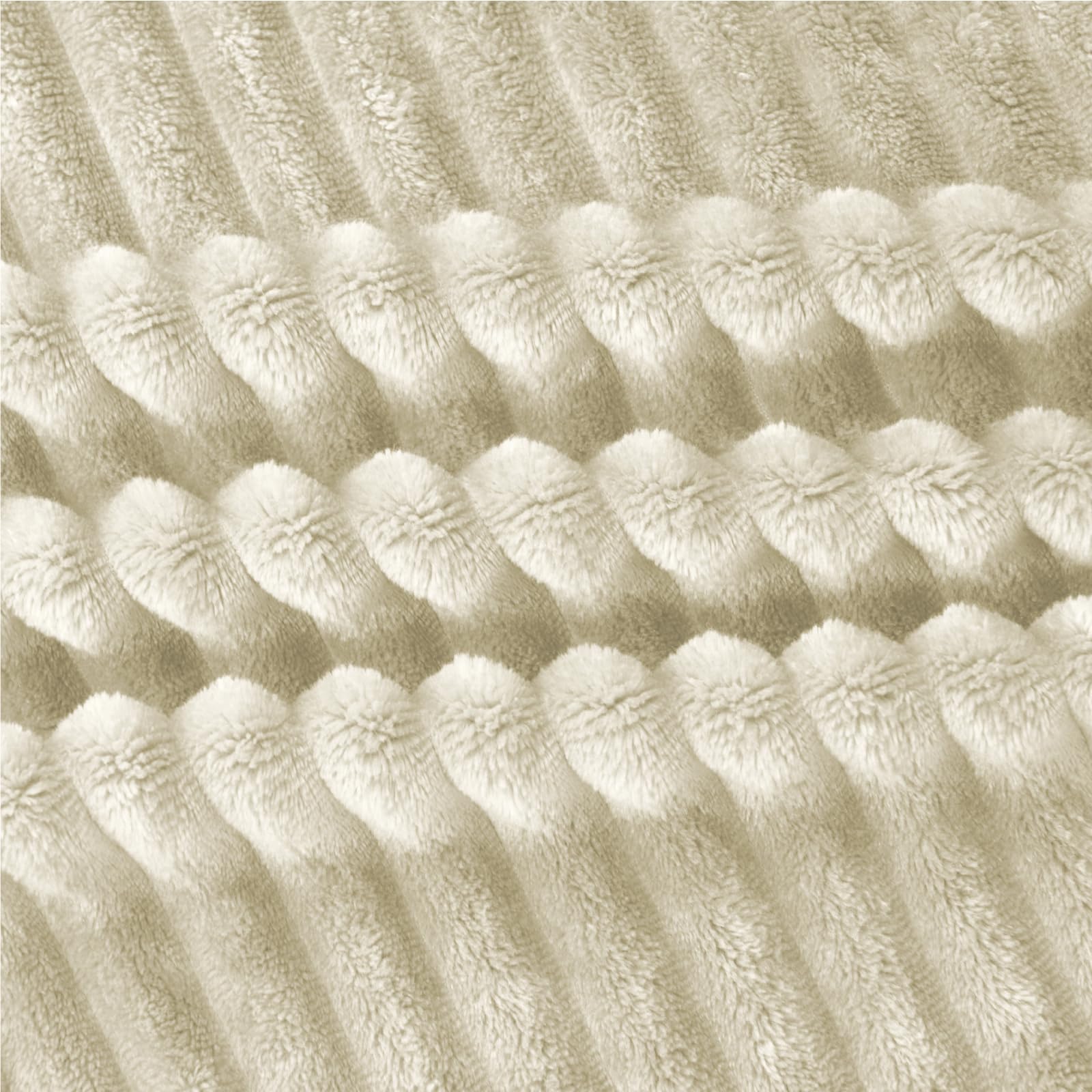 BEDELITE 3D Ribbed Jacquard Beige Blankets Queen Size for Bed, 90x90 Inch