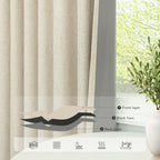 Linen Textured Boho 100% Blackout Small Window Curtains 45 inch Length 2 Panels Country Curtain for Kitchen Door Bathroom Bedroom Living Room Darkening Short Cafe Drape Back Tab Rustic Farmhouse Beige