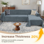 Houmiggle 2 Pieces Sectional Couch Covers L Shaped Cover L Dusty Blue