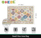 HEBE Washable Area Rug - 2'x3' Non Slip Soft Distressed Medallion Bedroom Boho Living Room Accent Throw Vintage Entry Floor Carpet for Dining Room Bathroom Entryway
