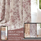 jinchan Blackout Floral Curtains for Living Room Bedroom Linen Blend Curtain Farmhouse Brick Red Printed with Lined Back Tab Rod Pocket Drapes Window Treatments 2 Panels 84 Inch