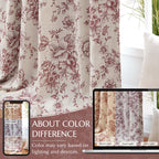 jinchan Floral Linen Blackout Curtains for Bedroom 63 Inches Long