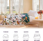 MSGKV Boho Throw Blanket 90"x90" Floral Blanket for Bed 100% Cotton Spring Breathable Lightweight Farmhouse Queen Blankets All Seasons Home Decor Muslin