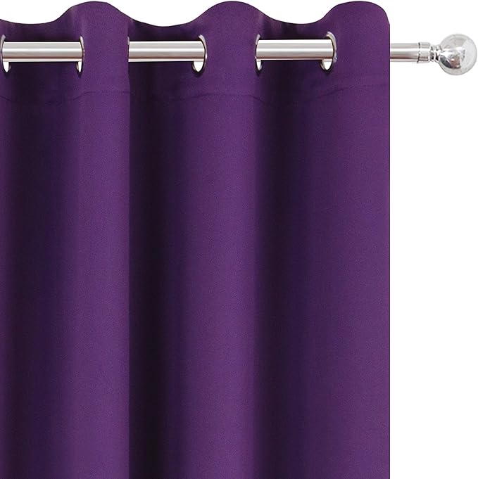 LEMOMO Blackout Curtains 66 x 84 inch/Purple Curtains Set of 2 Panels/Thermal Insulated Room Darkening Bedroom Curtains
