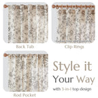 jinchan Vintage Floral Linen Curtains 84 Long for Living Room 2 Panels