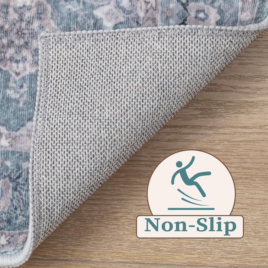 SERISSA 5x7 Washable Non Slip Floral Boho Area Rug for Living Room