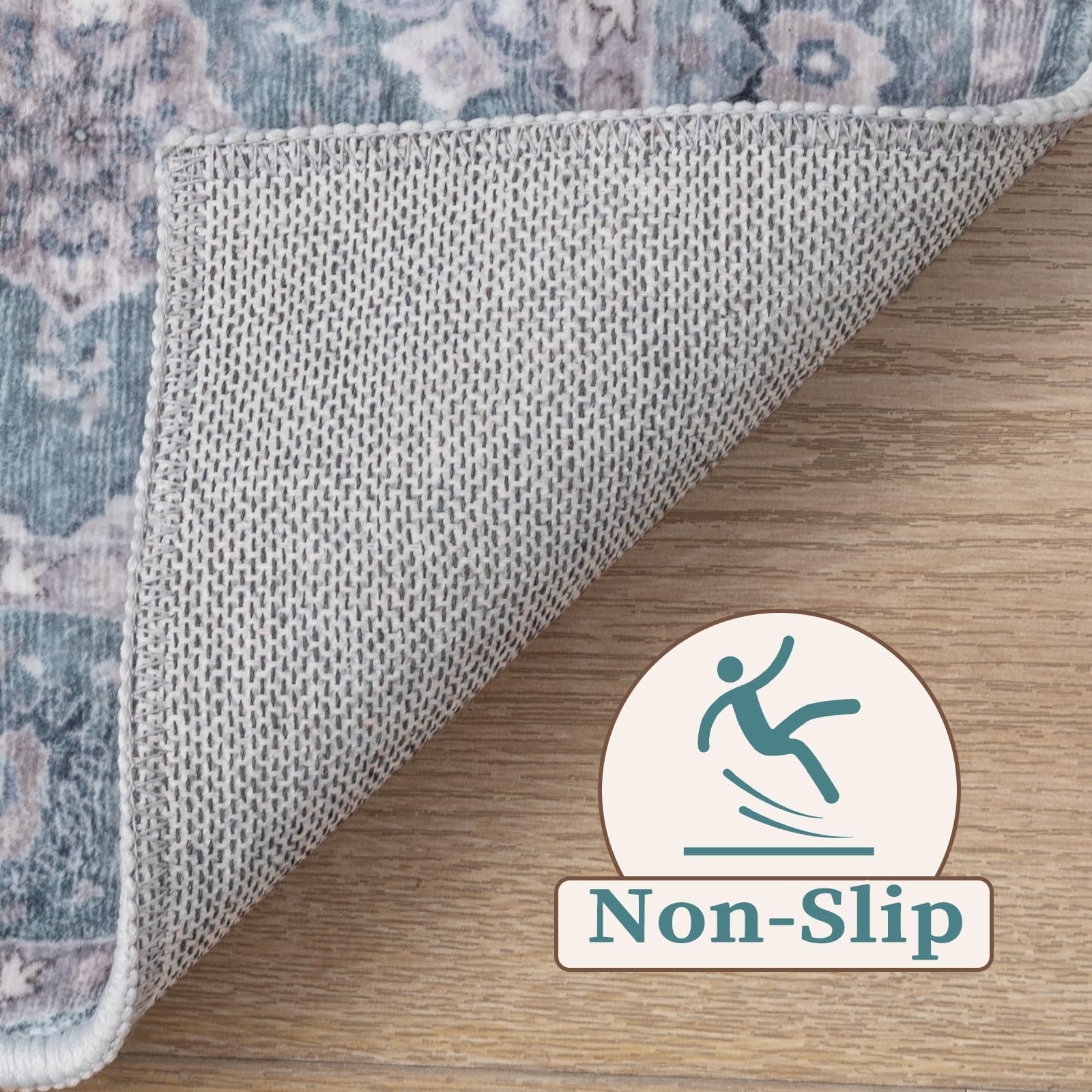 SERISSA 5x7 Washable Non Slip Floral Boho Area Rug for Living Room