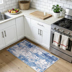 Washable Area Rugs 2'x4' Non-Slip Modern Abstract Soft for Living Room Entryway Bedroom Nursery, Print Pattern, Blue Grey Navy Gray
