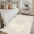 Luxturiy 5x7 Area Rugs Living Room: Bedroom Washable Carpet Beige White