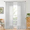 BGment Light Grey Linen Curtains 80 Inch Length for Living Room, Window Drapes Lightweight Rustic Country Textured for Bedroom Farmhouse Decor Rod Pocket, 2 Panels Set, 52 Inch Wide