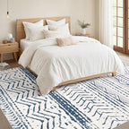 Nakagishi Boho 5x7 Area Rug Living Room Rugs Machine Washable Navy Blue