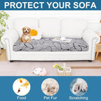 Smiry Printed Couch Cushion Covers, Stretch Soft Couch Covers for Sofa, Washable Non-Slip Sofa Slipcover Furniture Protector for Indoor and Outdoor (Large, Grey and Black)