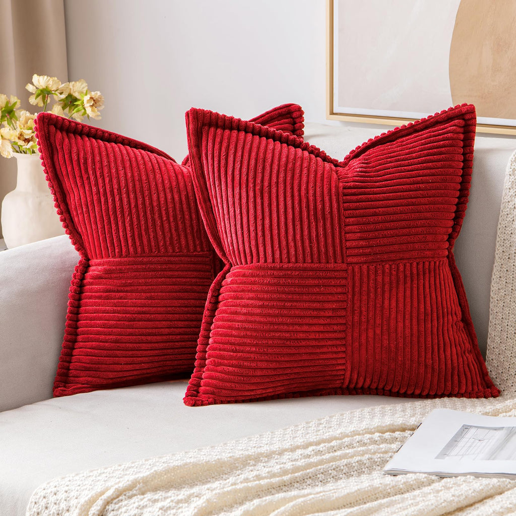 MIULEE Decorative Throw Pillow Covers for Couch 18x18 Inch Red 2 Pack